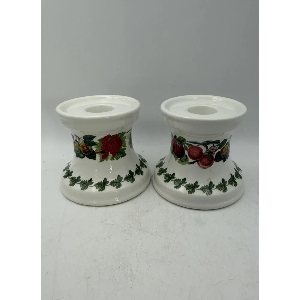 Pair Vintage Portmeirion Pomona Ceramic Candle Holders 3